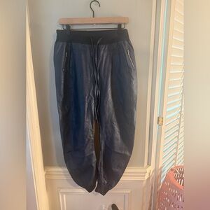 Blue Faux Leather Joggers for Effortless Style and Comfort size Large